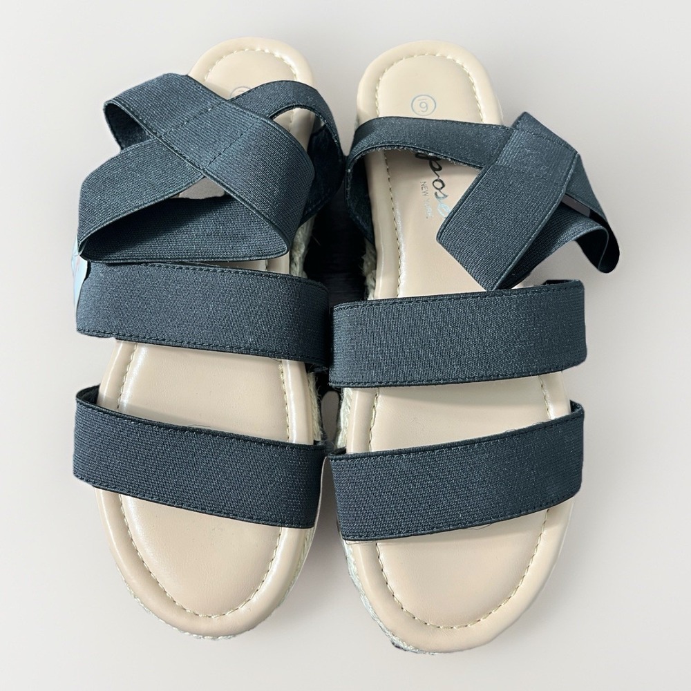 Vepose New York Sandal Black Platform Wedge Espadrille‎ Ankle Strap Womens Sz 6